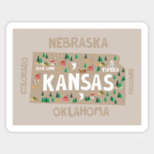 Kansas State USA Illustrated Map Sticker